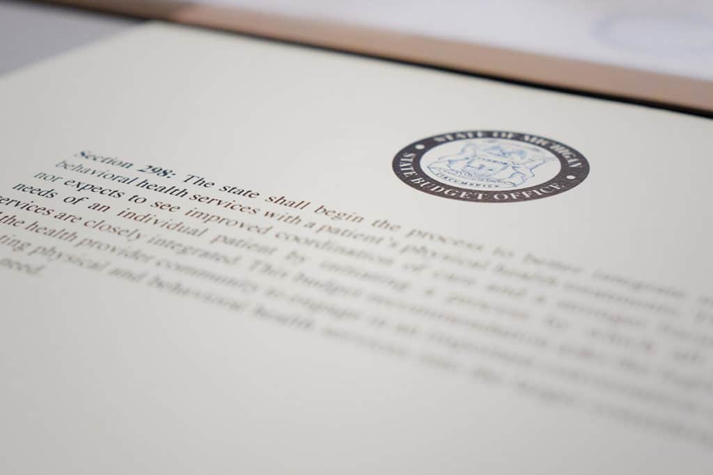 Official document from the State of Michigan State Budget Office