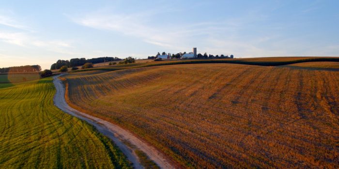Aerial photo of farm land in Michigan.