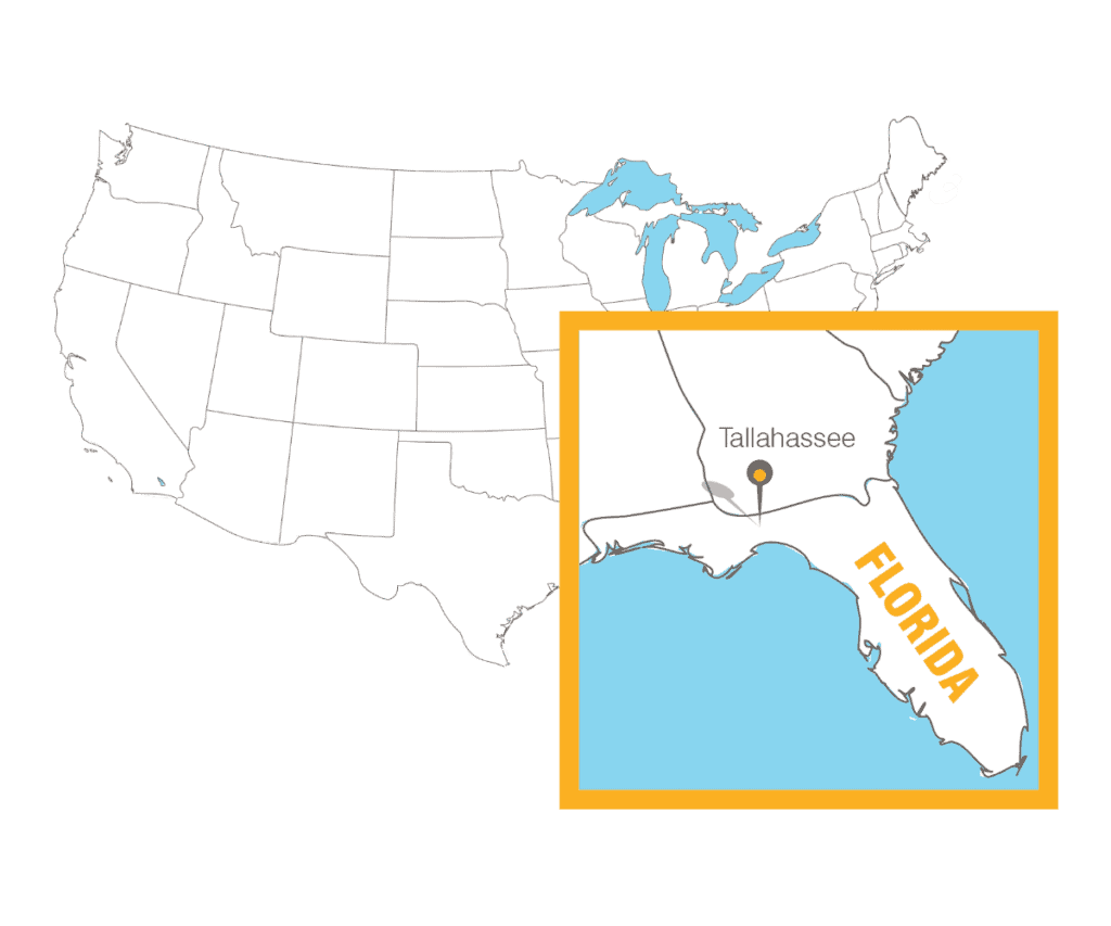 Map cross-section of Tallahassee, Florida