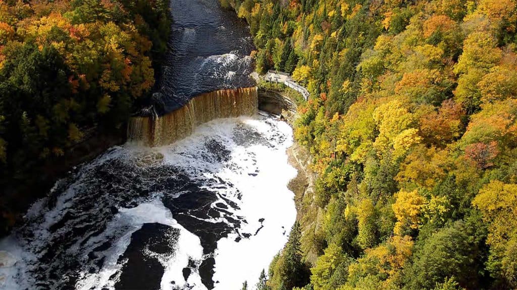 tahquamenon falls state park from the sky
